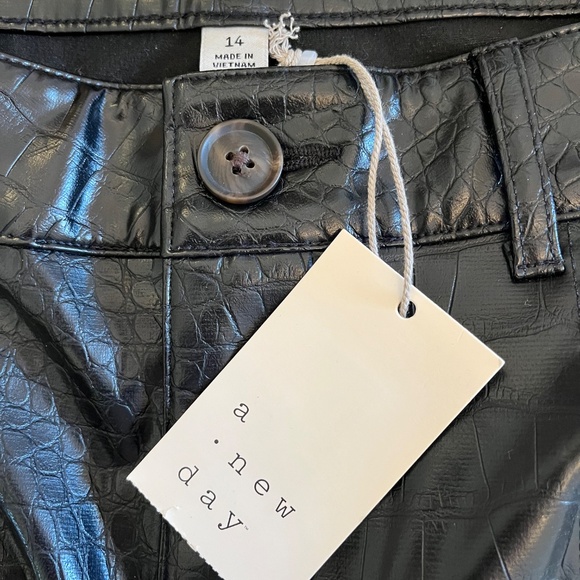 A new day faux leather pants, black, sz 14, high rise, straight leg - Picture 3 of 5